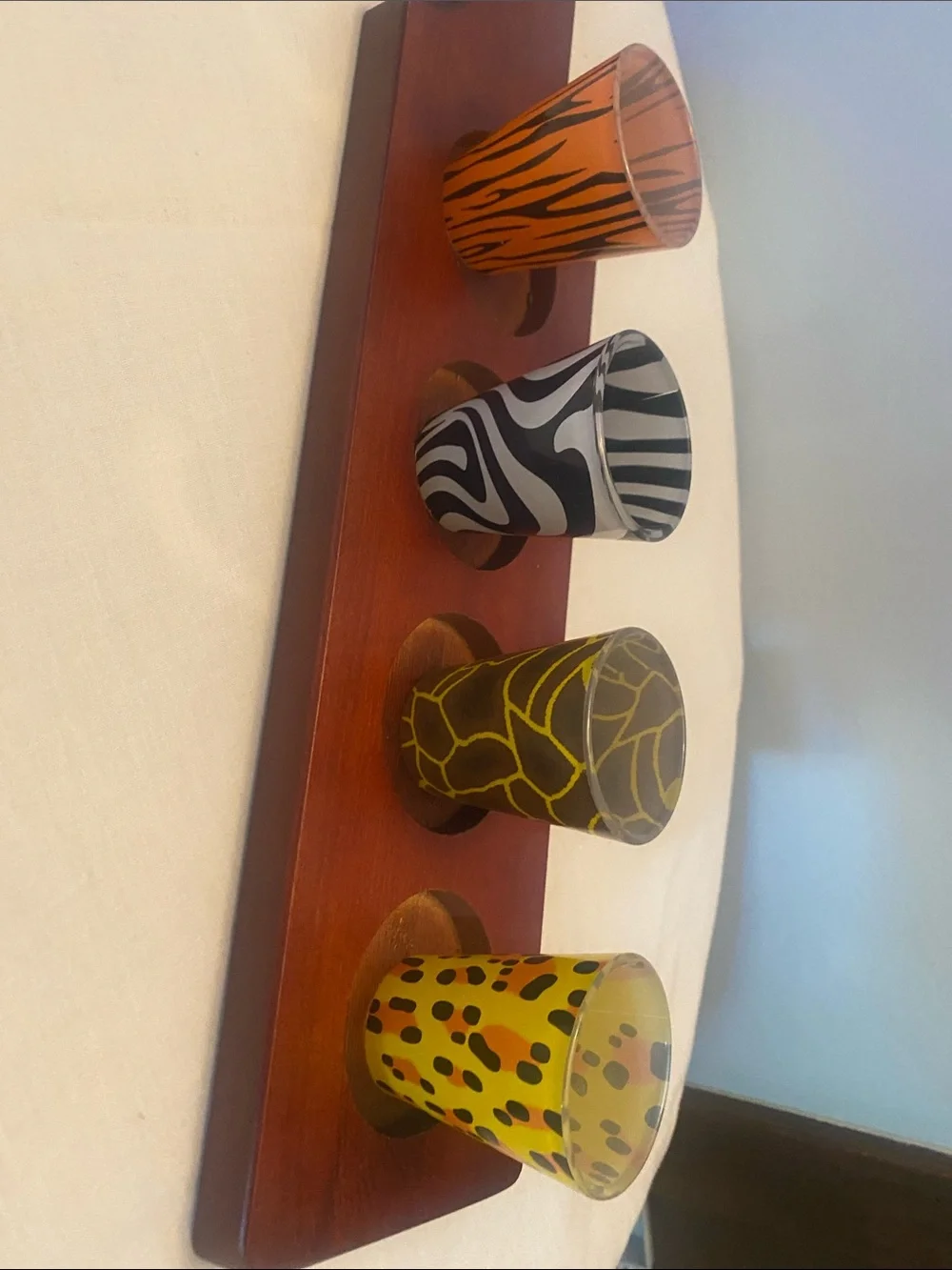 Wooden Paddle with 4 Shot Glasses
